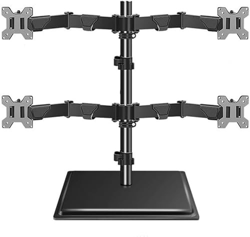 Fully Adjustable Quad Monitor Stand - Free-standing Desk Mount For 4 Screens Up To 40 Inch, Supports 19.8lbs Each, Perfect For Home Office And Gaming
