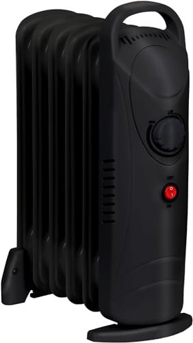 Netagon Oil Filled Radiator Heater, Efficient Portable Electric Heater, 3 Power Settings, Adjustable Temperature and Thermostat and Thermal Safety Cut Off (Black, 800W 6 Fins)