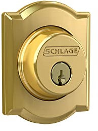 Single Cylinder Deadbolt with Camelot Trim, Bright Brass (B60 N CAM 605)