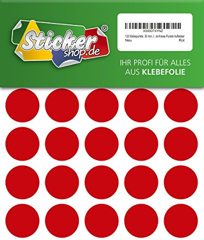 120 Klebepunkte, 30 mm, rot, aus PVC Folie, wetterfest, Markierungspunkte Kreise Punkte Aufkleber