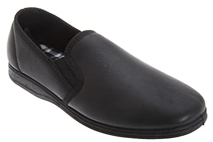 Sleepers Mens Hadley Softie Leather Twin Gusset Slippers (12 UK) (Black)