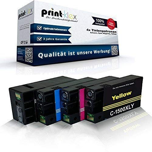 4X Print-Klex Tintenpatronen kompatibel für Canon Maxify MB2000Series MB2050 MB2300 MB2300Series MB2350 PGI1500XL PGI-1500XL Schwarz - Black Cyan Magenta Yellow