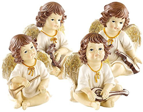 infactory Weihnachtsengel Figur: Deko-Weihnachtsengel mit Musikinstrumenten im 4er-Set (Weihnachtsengel Deko Figuren, Engel Deko-Figuren, Weihnachten)