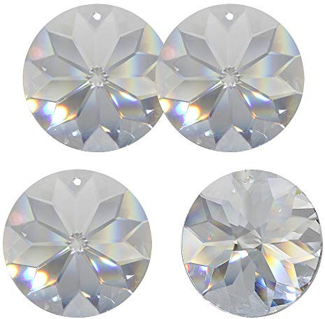 4 Stück Kristall Sonne ø 45mm Hoch Brillant Regenbogenkristall Feng Shui Fenster-Deko Facettenreich Sonnenfänger Suncatcher