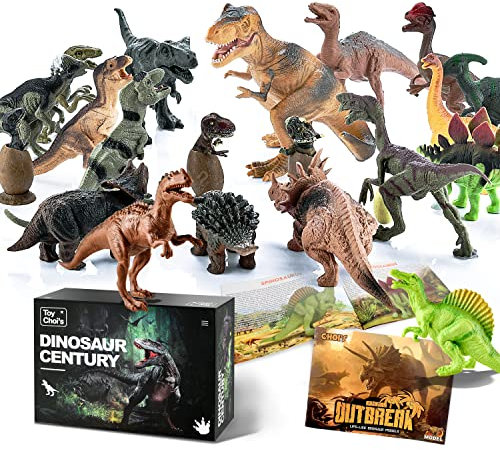 Toy Choi's Dinosaurier Spielzeug – 20 Stück Dinosaurier Figuren Spielset mit Buch, Realistische Plastik Dinosaurier mit Baby Dino Ei Geburtstag Geschenk für Jungen Kinder, Lernspielzeug