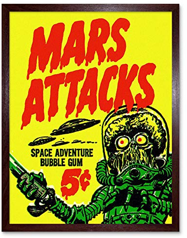 Wee Blue Coo Advert Mars Attacks Bubble Gum Alien Monster Saucer Art Print Framed Poster Wall Decor Kunstdruck Poster Wand-Dekor-12X16 Zoll