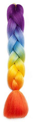 SEGO Treccine Africane Afro Extension Capelli Sintetici Intrecciati per Treccia Finta Braids Hair Trecce Lunghe 60cm 1 Ciocca Crochet 100g - Viola/Blu/Giallo/Arancione