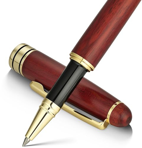 BEILUNER Luxus Kugelschreiber-Set aus Rosenholz - elegantes Premium-Geschenkset für Signatur, Geschäftsführung & Büro mit Geschenkbox & Extranachfüllern (Schwarz)