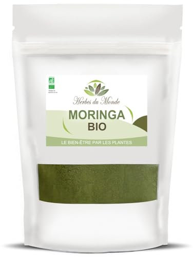 Herbes du Monde - Moringa BIO de qualité supérieur - Moringa oleifera Organic - Complément alimentaire en poudre Riche en Vitamine C - Nutrition Naturelle - 1 sachet de 100g Certifiée AB