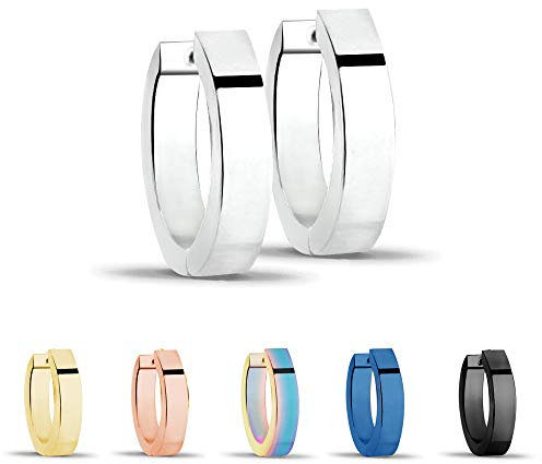 Treuheld® | Schmale Creolen/Ohrringe aus medizinischem Edelstahl | 3mm x 13mm | Silber | Klappcreolen für Damen und Herren | Set/Paar