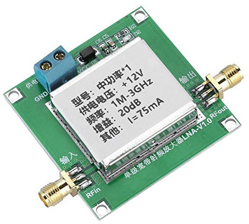 Amplificador de RF Módulo, Módulo Amplificador de Banda Ancha, LNA RF de Bajo Ruido Fortalecimiento de la Señal 1-3000MHz 2.4GHz 20dB HF VHF/UH, Diseño Compacto para Llevar Fácilmente