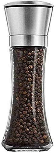 Salt and Pepper Grinder with Silicone Collapsible Funnel, Stainless Steel Adjustable Coarseness Herb Spice Mills (180Ml/6Oz)