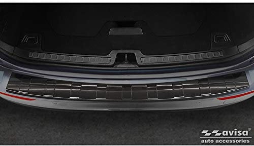 Avisa Schwarz Edelstahl Heckstoßstangenschutz kompatibel mit Volvo V60 II 2018- inkl. Cross Country & R-Design