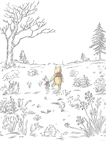 Komar Disney Vlies Fototapete - Winnie Pooh Walk - Größe: 200 x 280 cm (Breite x Höhe) - Babyzimmer, Babytapete, Kinderzimmer, Tapete - IADX4-043