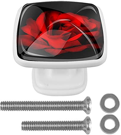 WARMFM Rote Rose Ziehgriffe für Schubladen Kommode Schrank Schrank Küche 4 Stück