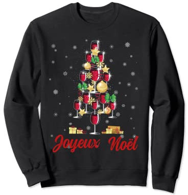 Humour de Noel Original Sapain de Verres de Vin Joyeux Noel Sweatshirt