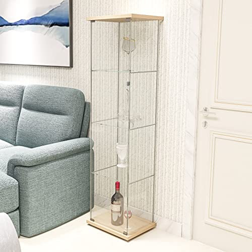 WZFANJIJ Glasvitrine mit 4 Glasböden aus ;perfekt für Sammler,Wood