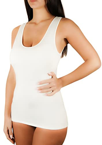 Clessidra Pacco da 3 Canotte Donna Spalla Larga in Cotone PT3110 (4, Bianco)