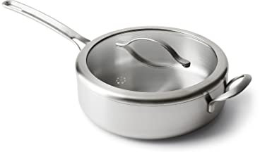 GreenPan X Food 52 Five-Two Essentials, Tri-Ply Stainless Steel 4QT Everyday Saute Pan with Lid, PFAS-Free, Multi Clad, Induction, Dishwasher Safe, Oven Safe, Silver
