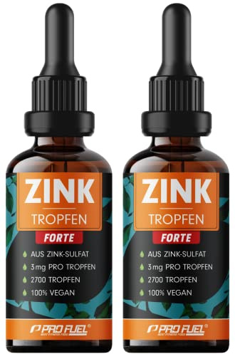 Zink Tropfen FORTE 2x100ml - 5400 Tropfen extra hochdosiert mit 3 mg aus Zink-Sulfat - sehr ergiebig (670 Anwendungen) - hohe Bioverfügbarkeit, ohne Alkohol, laborgeprüft & vegan