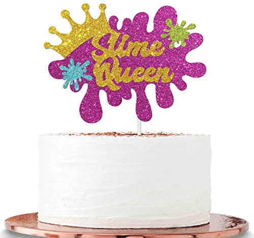 Embhhor Slime Queen Cake Topper, Happy Birthday Cake Topper Slime Shape Cake Topper Art Theme Party Decor Picks for Baby Shower Girls Birthday Party Decoration