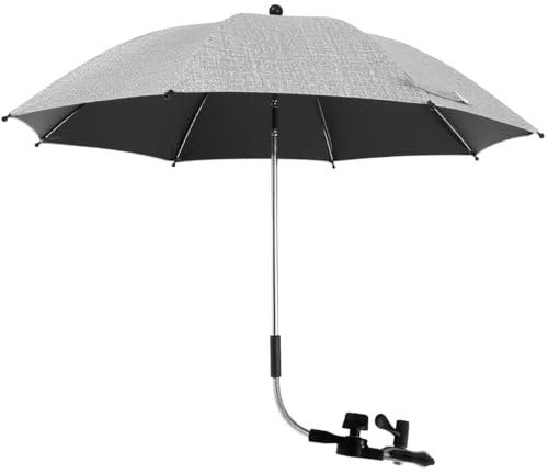 Paraguas universal anti UV 50+, parasol para cochecito de bebé, universal, paraguas de cochecito con pinza ajustable y brazo ajustable, sombrilla para cochecito de bebé, comodidad al aire libre,