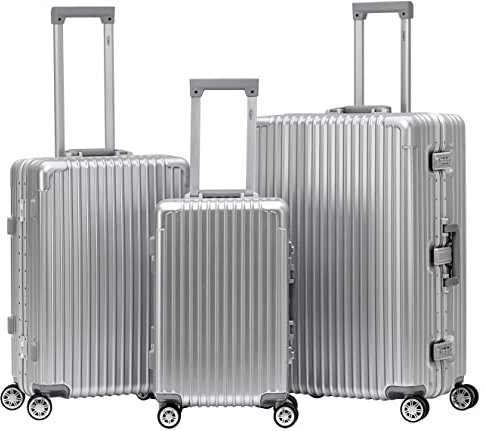Flight Knight Premium Travel Case - 8 Roues Pivotantes - Serrure - Valise Rigide Legere pour Bagage A Main Ou Bagage Enregistre - Extremement Durable Aluminium - Plus De 100 Compagnies Aeriennes