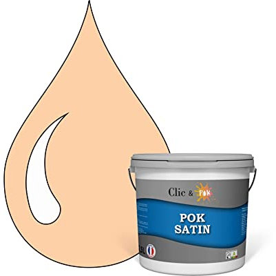 POK SATIN : Peinture Satin Lessivable Pêche orangée 25m² - 2,5L