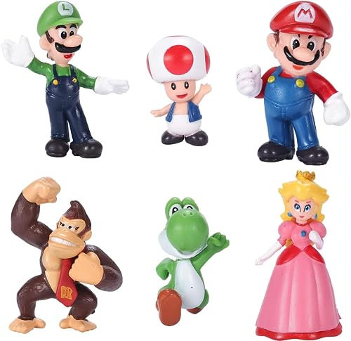 6 Stück Tortendeko Geburtstag, Cupcake Deko, Super Cartoon Kindergeburtstag Party Kuchen Deko, Geeignet für Babyparty, Figuren-Set (6 Packungen)