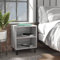 WIFESE Nachttisch mit Metallbeinen 40x30x50 cm Nachtkästchen Nachtschrank Boxspringbett Bedside Table Beistelltisch Grau Sonoma Eiche Nachtkommode Nachttischschränke Offenen Fächern Holzwerkstoff