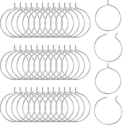 40pcs Earring Hoops for Jewelry Making,Hypoallergenic Stainless Steel Hoop Earring Pin DIY Earring Wires,20mm Wine Glass Charm Rings Earring for DIY Jewelry Marking Party Wedding Festivals Decor