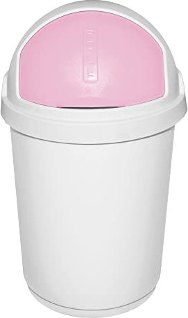 Mülleimer Abfalleimer/Eimer/Abfall/Rundbehälter/Plastiktonne/Futtertonne/Mülltonne Curver Roll-Top 25 Liter mit Schiebedeckel/Rolldeckel weiß/blau oder weiß/rosa (rosa)