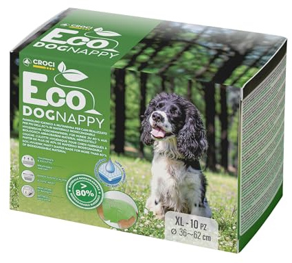 Croci Eco Dog Nappy - Male Dog Diapers - Dog Underpants for Pee - Biodegradable, Anti-odour, Disposable Dog Diapers, 10 Pieces, Size XL, 36-62 CM