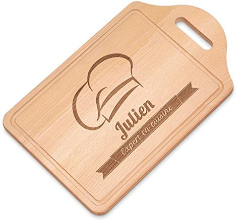 Maverton Planche à découper à personnaliser pour homme - Planche apero pour chef de cuisine - Plateau fromage pour papa - pour anniversaire - cuisine accessoire pour lui - toque de chef