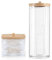 AIMIXUN 2 PCS Cotton Buds Dispenser, Cotton Pad Holder with Bamboo Lids, Qtip Dispenser Bathroom Qtip Storage Container Bathroom Canisters with Lids Cotton Round Dispenser for Floss Hair Ties Jewelry