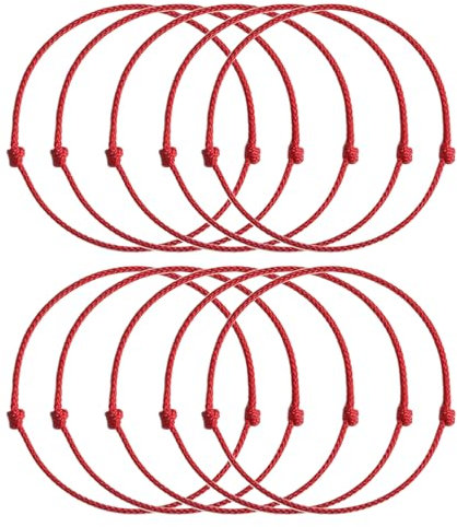 Hyclam 10 Pcs Fashion Red String Bracelet Simple Thin Rope Bracelet Adjustable Braid Rope Wristband Bangles for Women Girls