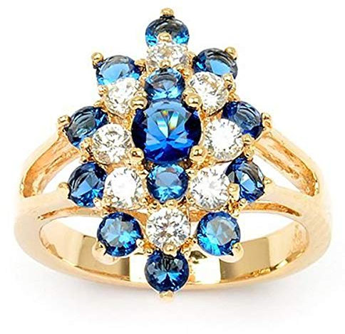 Les Trésors De Lily [M9523 - Bague plaqué or 'Marquise' saphir doré - 12x18 mm - Taille 62