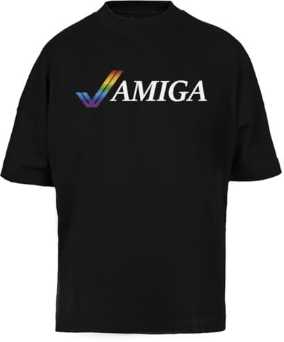 Amiga Illustrated Schwarzes Baggy Tee Unisex-T-Shirt in Übergröße
