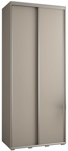 MEBLE KRYSPOL Dakota 1 Schrank mit Zwei Schiebetüren - Moderner Kleiderschrank mit Kleiderstange und Regalen - 235,2x110x60cm - Kaschmir Silber
