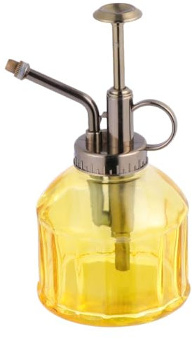 INOOMP Regadera Pulverizador De Vidrio Vintage Amarilla Pulverizador Portátil De Mano para Riego De Plantas Suculentas Jardín y Hogar Botella Transparente con Boca Larga y Gran Capacidad