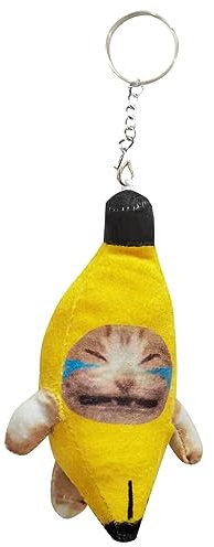 chiphop Amfirst Kuscheltier Anhänger für Autoschlüssel Crying Banana Cat Schlüsselanhänger Weiche Schöne Süßer Charm Schlüsselanhänger Schlüsselanhänger mädchen Handtaschen