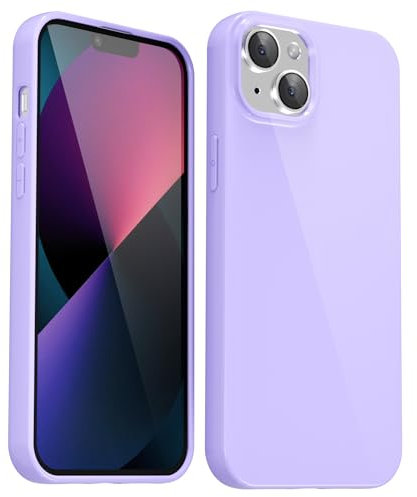 Svanove for iPhone 13 Mini Case Silicone, Glossy Soft Rubber Gel Jelly Cute Protective Plastic Simple Plain Phone Case Cover for Women Girl, Slim Thin Flexible Shockproof TPU, Lilac Purple Lavender