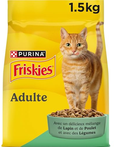 FRISKIES Mit Kaninchen, Huhn und Gemüse – 1,5 kg – Trockenfutter für ausgewachsene Katzen