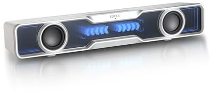 Edifier QS30 Multimedia Soundbar, Illuminazione Dinamica, Bluetooth V5.4, Bassi Potenziati, Microfono Integrato, Vari Effetti Sonori, Casse con USB per Desktop PC Portatile Tablet (QS30, Bianco)