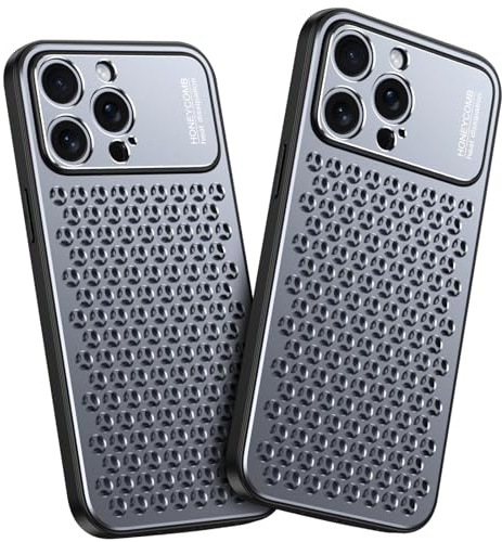GANGANPRO Premium Aluminiumlegierung für iPhone 15 Pro Max Metallhülle,Anti-Fall-Wärmeableitung Kratzfeste,Schlanke Geeignet für iPhone 15 Pro Max Handyhülle 6.7 Zoll – Grau