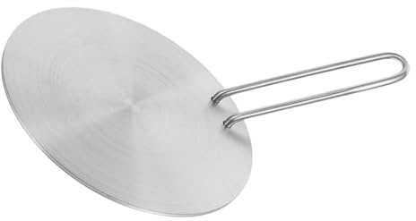 Amosfun Induktionsadapter Metallplatte aus Edelstahl mit Abnehmbarem Griff Sichere Wärmeübertragung und Gleichmäßige Hitzeverteilung für Elektrischen Herd Silber