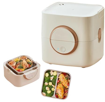 270W Electric Lunch Box Adults, 1.2L Thermal Lunch box with 304 Stainless Steel Compartments for Fruits, Food Heated Lunchbox for Home/Office, Portable Steamer Food Warmer Insulated Heater Lunch Box