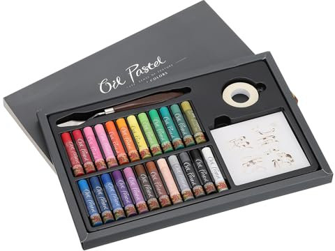 M&G Oil Pastels Set 24 Colors, Vibrant Assorted Color Paint Stick Soft Oil Pastels Crayons Art Supplies with Painting Tools for Craft, Drawing, Blending, Layering, Coloring