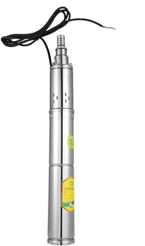 370W Tiefbrunnenpumpe 24V 1800L/h Solar Tauchpumpe Max Lift 65 m, 1.8 m³/h Pumpleistung, Tauchbrunnenpumpe Edelstahl