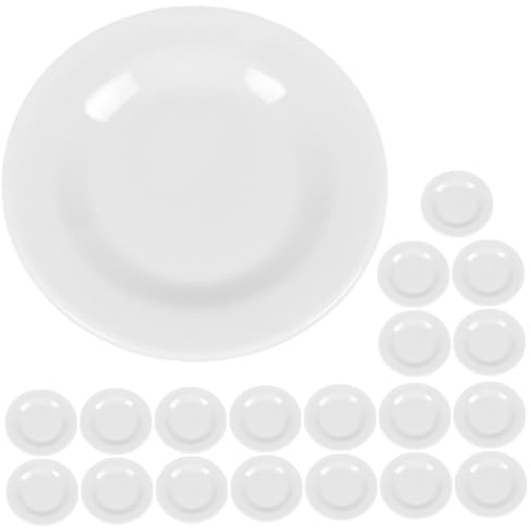 VICASKY 20 Pièces Assiettes Miniatures Blanches Vaisselle Miniature pour Maison De Poupée Accessoires De Cuisine Et Plateau De Décoration Modèles en Plastique Réutilisable 9.00 * 9.00 * 1.00 Cm